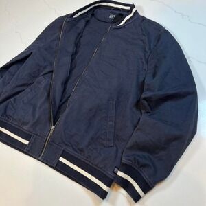 Vintage women's boxy navy zip up bomber workwear jacket Harrington‎